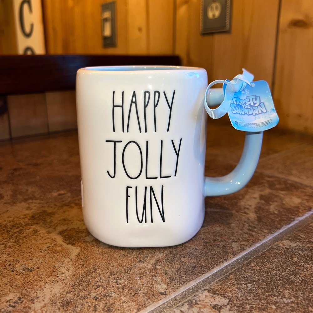 Rae Dunn “Happy Jolly Fun” Frosty 2 sided Mug